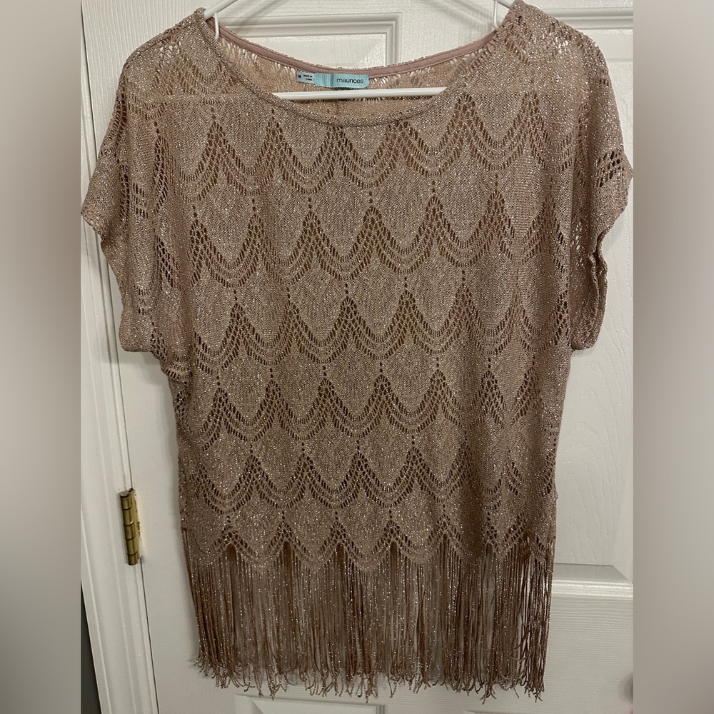 Maurices Brown Blouse with Fringe